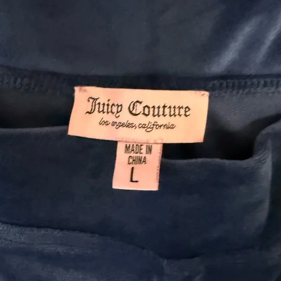 Juicy Couture Velour Track Pants Navy Blue Bling Logo NWT Large - Picture 11 of 15